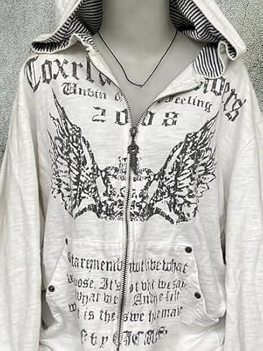 Pdxnyxx Streetwear Jacket Y2k Grunge Zip Up Hoodie Women Men Oversized Emo Goth 2000s Graphic Hoodie Baggy Sweatshirts thumbnail 2