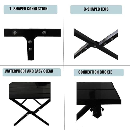Evolve Heritage Collection Portable Low Alluminum Roll Up Travel Folding Table for Beach, Camping, & Picnic – Compact, Lightweight, Multi-Purpose for Indoor & Outdoor Use (Black) thumbnail 4