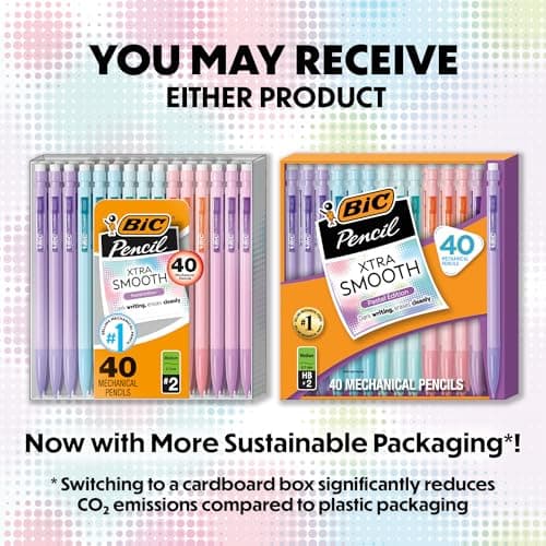 BIC Xtra-Smooth Pastel Mechanical Pencils with Erasers, Medium Point (0.7 mm), Bulk School Supplies for Students and Teachers, 40-Count Pack thumbnail 2
