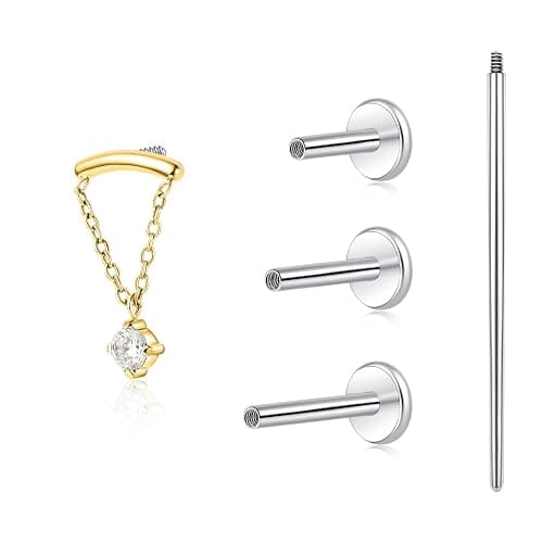 limerencia F136 Hypoallergenic Titanium 18G Internal Thread Piercing Jewelry,6mm 8mm 10mm G23 Flat Back Stud Earring for Women Men Tragus Cartilage Helix Conch Medusa Nose(1PC) - Image 1