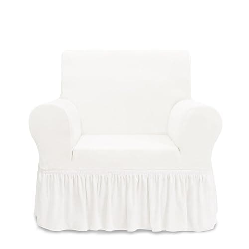 NICEEC Armchair Cover Super Soft 1-Piece White Armchair Slipcover Stretch Universal Spandex Couch Covers for Living Room Easy Fit Washable Furniture Sofa Protector with Skirt thumbnail 8