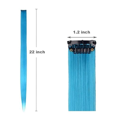 EuTengHao 36 Packs Colored Clip in Hair Extensions 22'' Colorful Straight Hair Extensions Clip in for Women and Kids Multi-Colors Party Highlights Streak Synthetic Hairpieces (36 Colors Set) - Straight 36 Colors thumbnail 5