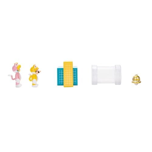 Super Mario Nintendo 2.5" Action Figures 3D World Diorama Includes Cat Mario and Cat Peach thumbnail 3