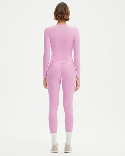 SUUKSESS Women 2 Piece Workout Set Tummy Control Legging Long Sleeve Workout Top thumbnail 6