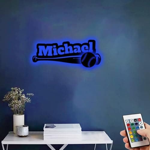 Personalized Baseball Neon Sign, Custom Name Wall Decor Lamp With 16 Colors Changing Remote Control, Sport Christmas Birthday Light (Baseball) thumbnail 7