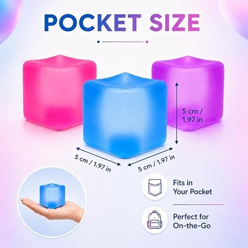3 Pack Ice Cube Squishy Stress Balls, 1.97 x 1.97 in Soft Slow Rising Fidget Cubes, Clear Sensory Squeeze Set for Kids Teens & Adults, Silent Stretchy Desk Toy, Birthday Party Favor Ages 3+（3PCS） thumbnail 2