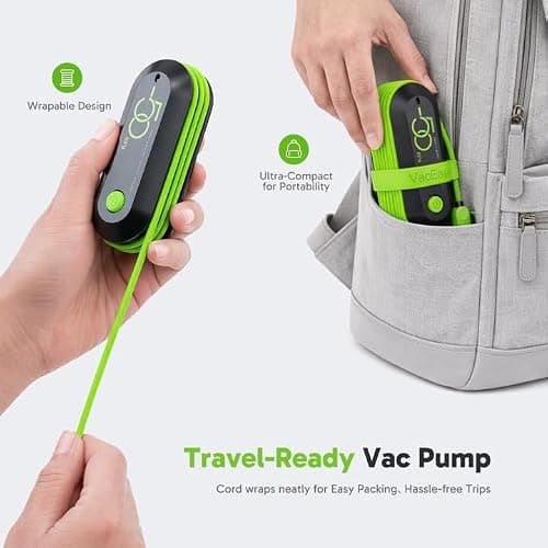 Vacbird Travel Vacuum Bags with USB Electric Pump, 12 Pack Vacuum Bags for Travel, Compression Vacuum Packing Bags for Luggage & Suitcase, Space Saving Travel Bags for Clothes and Clothing,Carry-On thumbnail 4