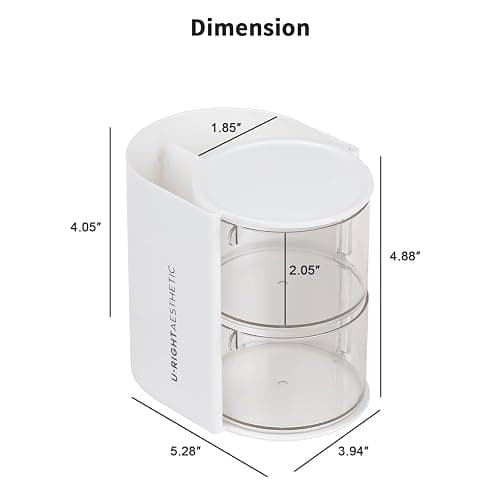 FABROK 2-Layer Clear Hair Accessories Organizer with Hair Brushes Holder, Rotatable Small Jewelry Box for Necklaces、Earring, Desktop Organizer Case for Makeup Brushes, Hair Accessories, Cotton Swab thumbnail 3