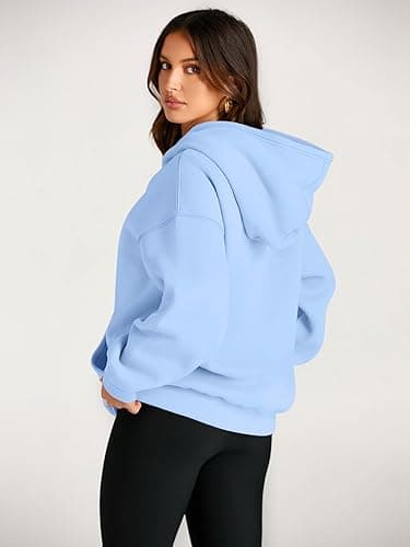 Trendy Queen Womens Oversized Hoodies Fleece Sweatshirts Fall Fashion 2025 Pullover Sweaters Winter Clothes - Sky Blue - Small thumbnail 4