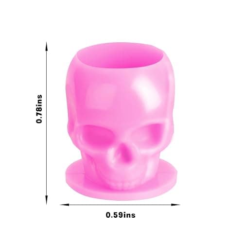 OFEYLE Tattoo Ink Caps Disposable Skull Tattoo Ink Cups Plastic Ink Caps for Tattooing Makeup Pigment Ink Cups Tattoo Ink Holder Tattoo Supplies and Equipment, Tattoo Accessories (Pink-50PCS) thumbnail 2