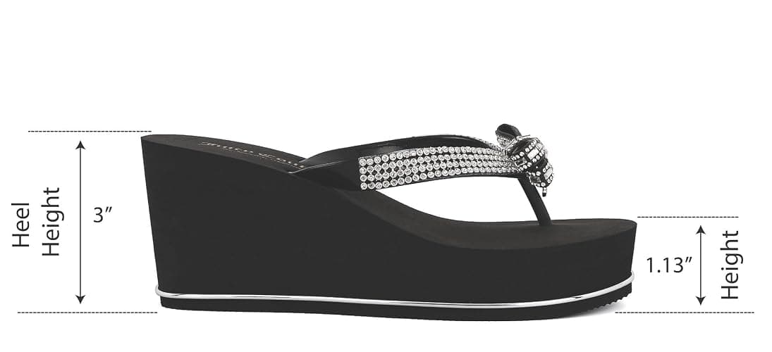 Juicy Couture Women’s Wedge Platform Flip Flops, Fashion Beach Sandals with Soft Footbed and Thong Style thumbnail 4