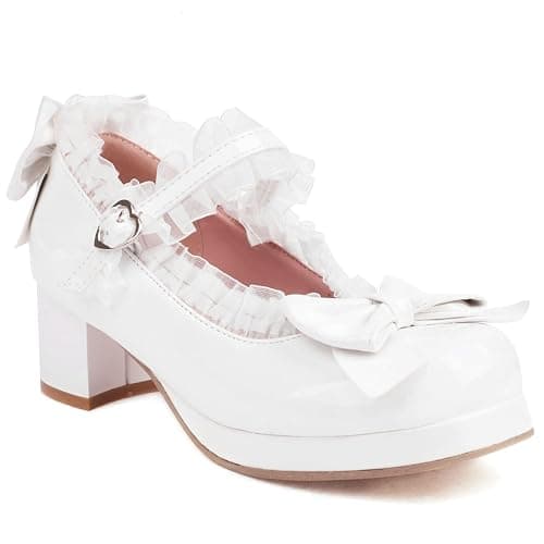 LUXMAX Women Kawaii Mid Block Heel Mary Jane Rockabilly Pumps with Bow | Kawaii Shoes,Platform Mary Janes,Chunky Heel Pumps,Cute Sweet Shoes,Fashion Dress Shoes,Comfortable Pumps thumbnail 6