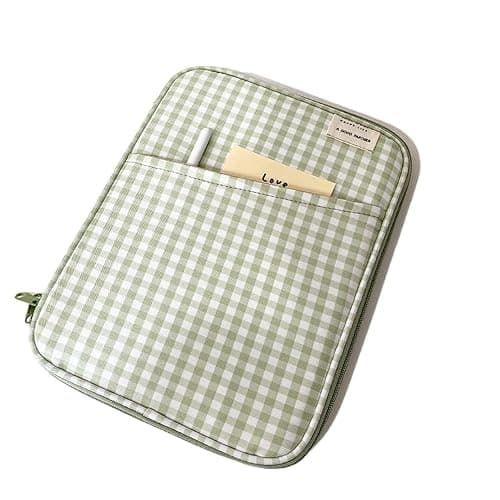 Tooe Gingham Puffy Laptop Sleeve 11-13 Inch Y2K Coquette Carrying Laptop Bag Fairycore Cover Pouch Sleeve Computer Liner Bag (11 inch,Green) - Image 1