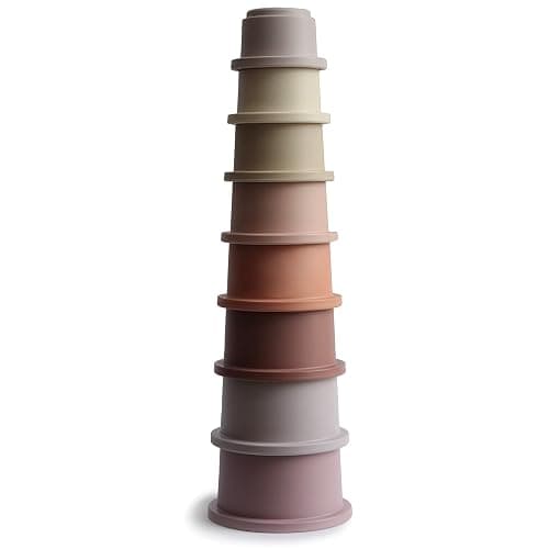 mushie Stacking Cups Toy 8pcs | Made in Denmark (Petal) - Image 1