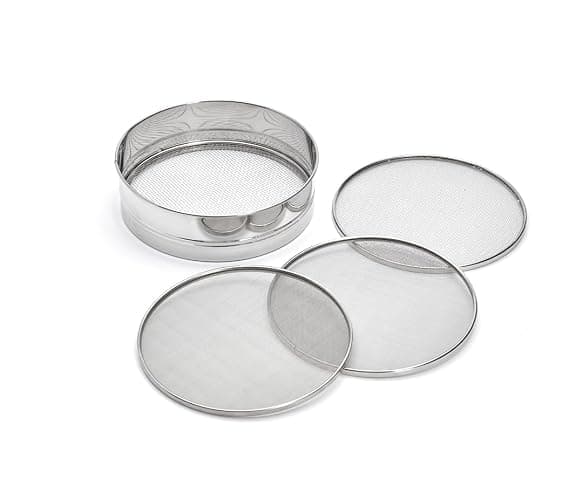 de Buyer - Edelstahlsieb mit 4 auswechselbaren Siebeinsätzen (3mm/ 2mm/ 1mm/ 0,5mm Durchmesser) - 4605.21, Silber - Image 1