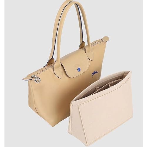 lumanothy Organizer per borse con tasca multipla, in feltro, per Longchamp, polene, borsa per la spesa, beige, M thumbnail 8