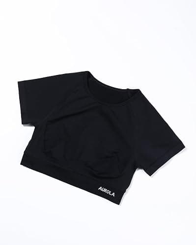 AUROLA Influence Crop Top Workout Shirts for Women, Ultra-Soft Seamless Gym T Shirts Short Sleeve Running Workout Tops thumbnail 2