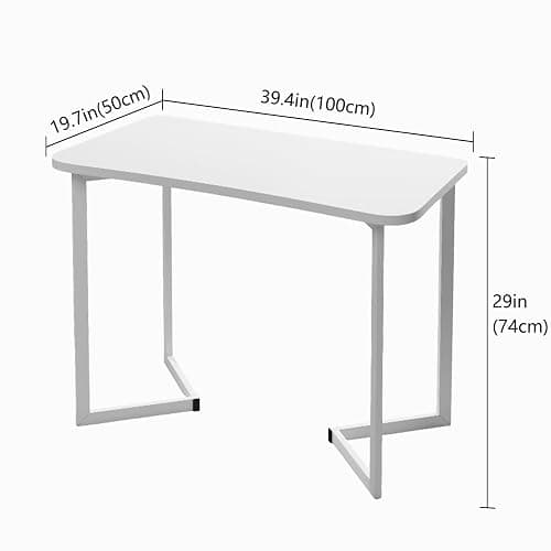 Funecy Computer Desk 40 Inch Small Table for Office,Modern Simple Style Writing Study Work Gaming Table for Home Office (White) thumbnail 2