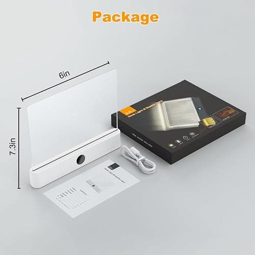 Book Light, Rechargeable Clear LED Flat Reading Light with 3 Colors & Timer, Dimmable Panel Plate Lamp Book Full Page Light for Reading in Bed at Night, Funny Gifts for Readers Kids Women Men (White) thumbnail 7