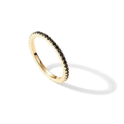 PAVOI 14K Gold Plated Sterling Silver Colored CZ Stones Stackable Ring | Simulated Diamond Eternity Bands for Women - Image 1