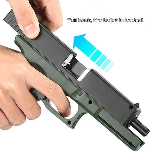 Toy gun with soft bullets, toy gun with ejectable magazine for safety training or play - unique gift (green) thumbnail 6