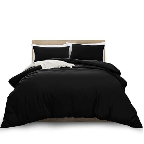 MOONLIGHT20015 King Duvet Cover Black Solid Soft King Bedding Duvet Cover Set with 2 Matching Pillowcases - Image 1
