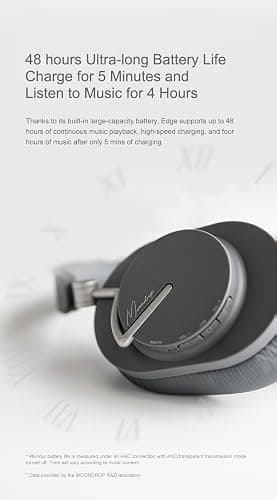 Moondrop Edge Full-Scene Immersive Series Hi-Fi Portable Wireless ANC Cuffie pieghevoli leggere (grigio) thumbnail 7