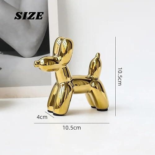 PIGPIGFLY Luftballon Hund Skulptur aus Keramik - Glänzende Deko Figur für Wohnzimmer, Büro & Regal,Deko Skulptur thumbnail 3