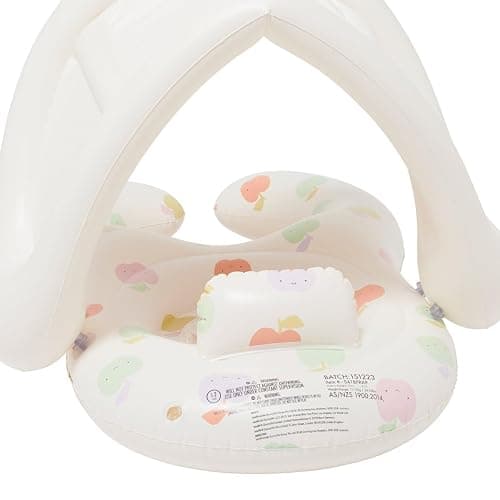 Sunnylife Float Together Baby Seat with Canopy | Inflatable Infant Pool Float, Soft Leg Cradles & Headrest | Non-Toxic Phthalate-Free PVC | Fits 24–33 lbs | Apple Sorbet thumbnail 7