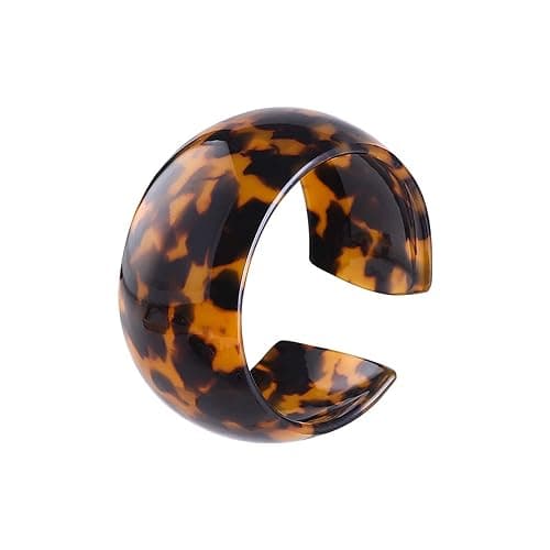 Acrylic Tortoiseshell Mottled Stripe Wide Cuff Bangle Adjustable Colorful Rainbow Statement Bracelet for Women Party Jewelry - Image 1