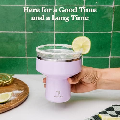 REDUCE Saltini 16 oz Cocktail Tumbler - Insulated Margarita Tumbler with Lid - Keeps Drinks Cold for 10 Hours - 360 Sippable Martini Glass Alternative - Shatterproof, Perfect for Parties - Daiquiri thumbnail 5