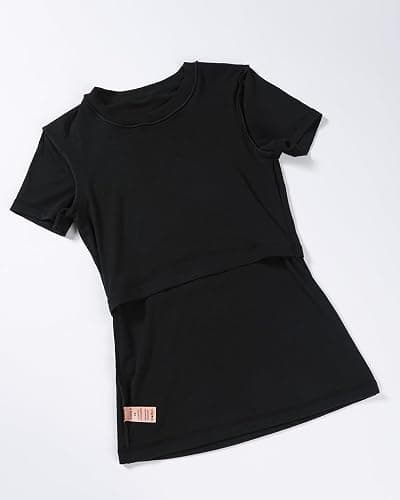 AUROLA Everyday Fitted T-Shirt for Women,Crew Neck Basic Short Sleeves T ShirtCrop Tops Modal Slim Fit Tee thumbnail 3