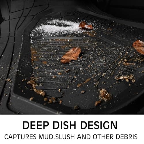 CAR PASS Heavy Duty Rubber Car Mats with Cargo Liner, Deep-Dish Car Floor Mats and Trunk Mat All Weather, Universal Trim-to-Fit for SUVs Trucks Sedans, Waterproof Anti-Slip, Trimmable V12 Black thumbnail 4