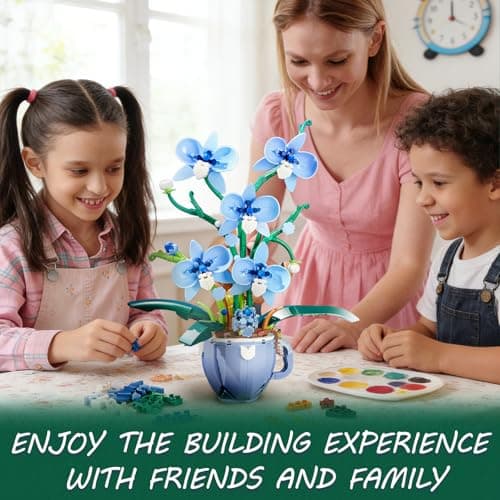 Blue Orchid Flower Building Set with Vase for Adults, Compatible with Lego Botanical Flowers, 567pcs Ideas Plant Collection Toys for Home and Office Decor, Gifts for Christmas Mother's Day thumbnail 6