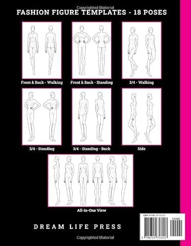 Fashion Design Sketchbook: Fashion Sketchbook with Figure Templates of Female Croquis for Clothing & Outfit Designing (9 Heads a Guide) 18 Unique Women Poses with Large Illustrations for Easy Drawing thumbnail 2