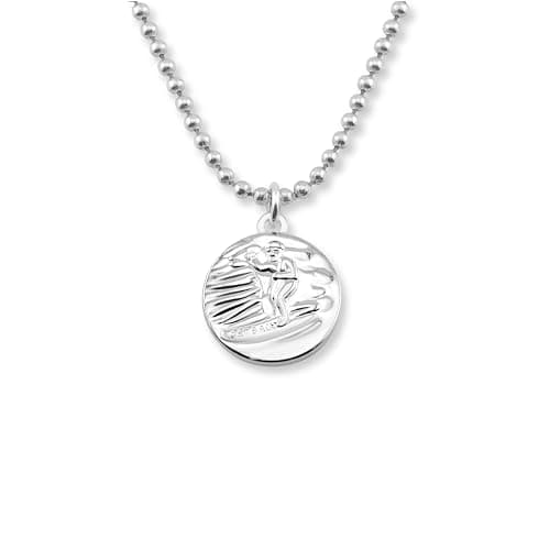 Get Back Necklaces St. Christopher Surf Necklace | Medium, 3/4” Silver Plated Medallion, 24” Aluminum Ball Chain thumbnail 5