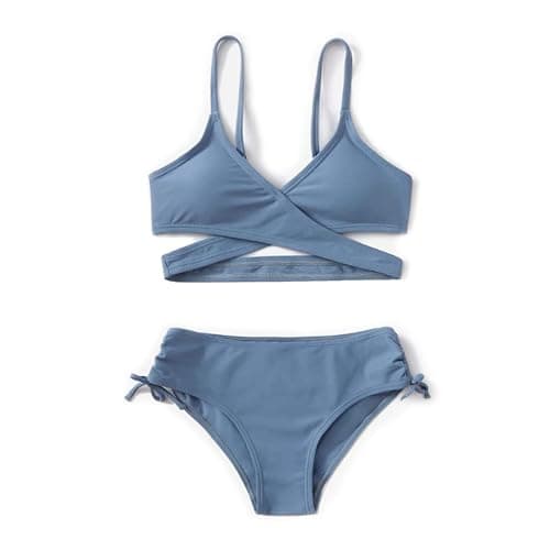 MIENOE Teen Girls Two-Piece Bikini Swimsuits | Removable Chest Pad Nylon Swimwear Kids Size 6-17 Years - Image 1