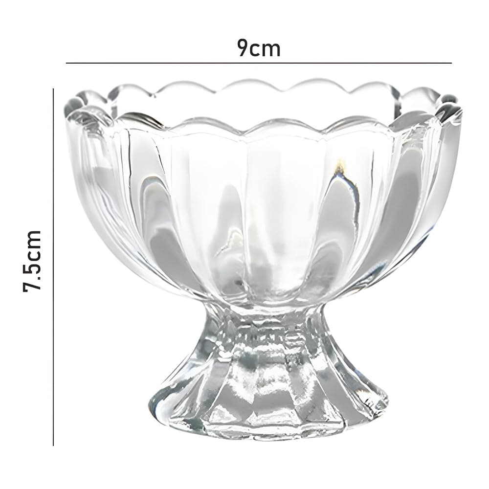 6 Pcs Lotus Glass Cups, Footed Elegant Glass, Portable Glass Pudding Cup, Small Bowl for Dessert, Sundae, Ice Cream, Salad, Cocktail, Condiment, Trifle (Clear, 9 * 9 * 7.5 CM) ﻿ thumbnail 2