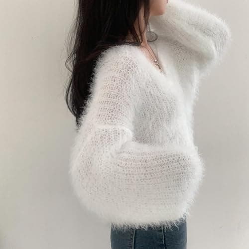 JOLILUNA Mohair Cardigan for Women - Fuzzy Open Front Oversized Faux Fur Coquette Sweater thumbnail 5