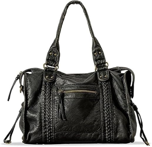 RuiDay Sac à main vintage pour femme, Sac à bandoulière pour Femme avec Multi-Poches, sac fourre tout en Cuir PU, Sac messager, Pour l'école, les voyages - Image 1