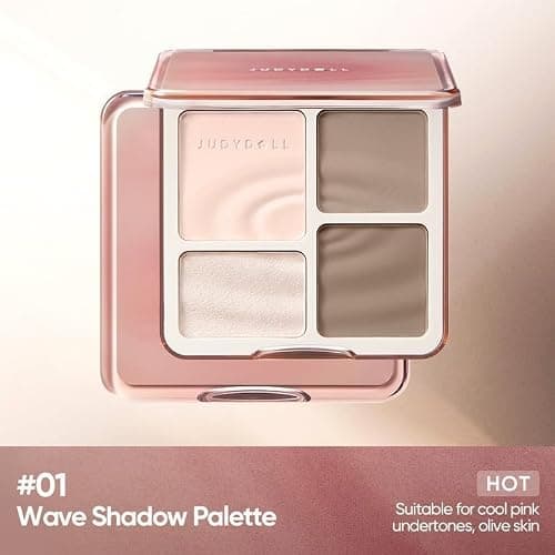 JUDYDOLL Highlight & Contour Palette, All-in-One Matte Highlighter Contour Compact, Natural Brightening Finish for Cool Fair & Olive Skin (New Version 01 Wave Shadow Palette) thumbnail 3