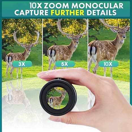 10X42 Mini Monocular Telescope, Birthday Gifts for Men Dad Him Husband Teen Boys, White Elephant Gift for Adults, BAK4 & FMC Prism Scope for Birdwatching Outdoors Hunting, Cool Gadgets for Men thumbnail 4