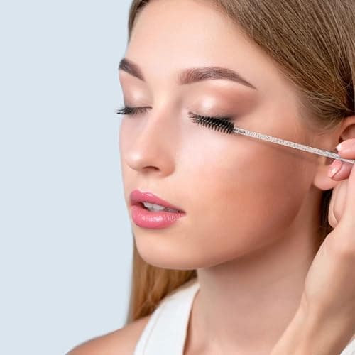 SWKJ 60 PCS Disposable Eyelash Brushes, Spoolies Eyebrow, Mascara Wands Applicator Lash Brushes Castor Oil Brush Cosmetic Makeup Tools(Crystal-black) thumbnail 6
