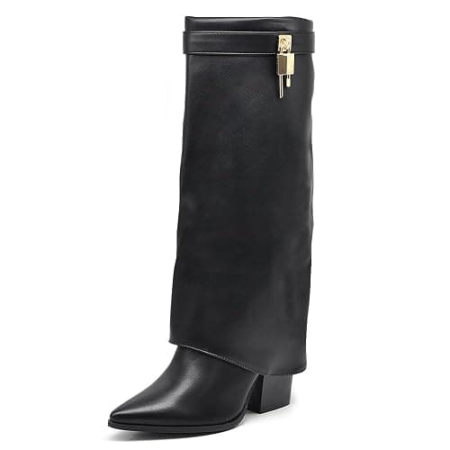 IF FASHION Stivali Alti A Punta Gambale A Ghetta Cownboy Texani Con Tacco Alto Da Donna GA017 thumbnail 2