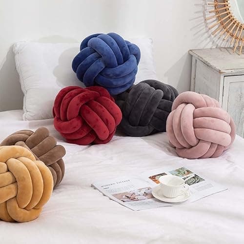 Knotted Ball Pillow, Knot Throw Cushion - Soft Companionship Decorative Sofa Pillow, Round (Pink, 20cm) thumbnail 4