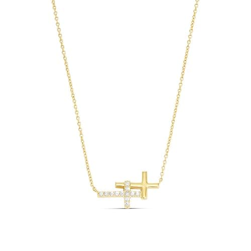 Milla 14K Gold Plated Cross Necklace for Women, Silver Cross Necklaces for Women, 18 inches Chain with Cross Pendant - Image 1