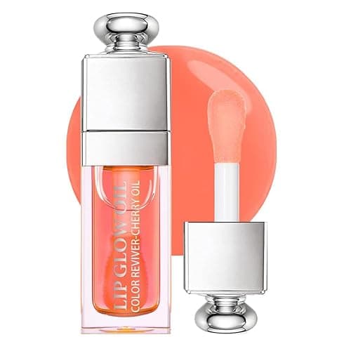 Hydrating Lip Glow Oil, Moisturizing Lip Glow Oil, Nourishing Glossy Transparent Lip Oil, Plumping Lip Oil, Lip Balm, Non-sticky Tinted Toot Lip Balm for Lip Care (PINK)0.2 OZ - Image 1