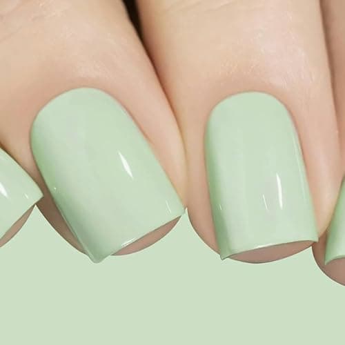 Green Nail Polish - Mint Green Nail Polish - Quick Dry & Long Lasting Light Green Breathable Nail Varnish - Glossy Water Based Chip Resistant Nail Varnish for Women Nail Art Manicure thumbnail 2