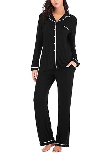Aamikast Women's Pajama Sets Long Sleeve Button Down Sleepwear Nightwear Soft Pjs Lounge Sets thumbnail 2