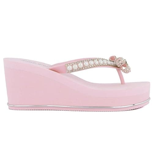 Juicy Couture Keil-Plateau-Flip-Flop: hochmodisch, weiche Strandsandalen, Zehentrenner thumbnail 3